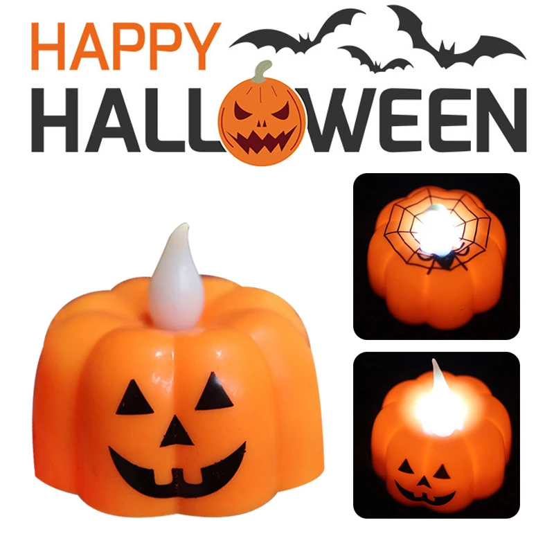 Halloween Candle Light LED Candlestick Lamp Ornaments Props Happy Halloween Party Props Candle Pumpkin Light Home Decoration