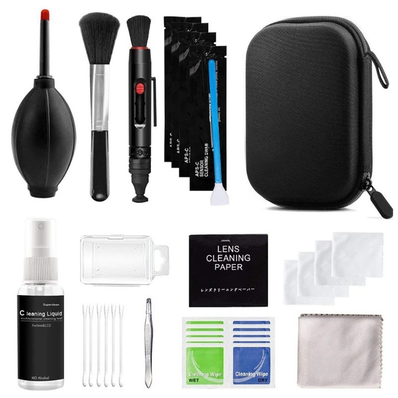 Professional DSLR Camera Cleaning Kit 29-in-1 Camera Cleaner Set Include Cleaning Swabs Cleaning Pen Dust Blower for Sensor Lens