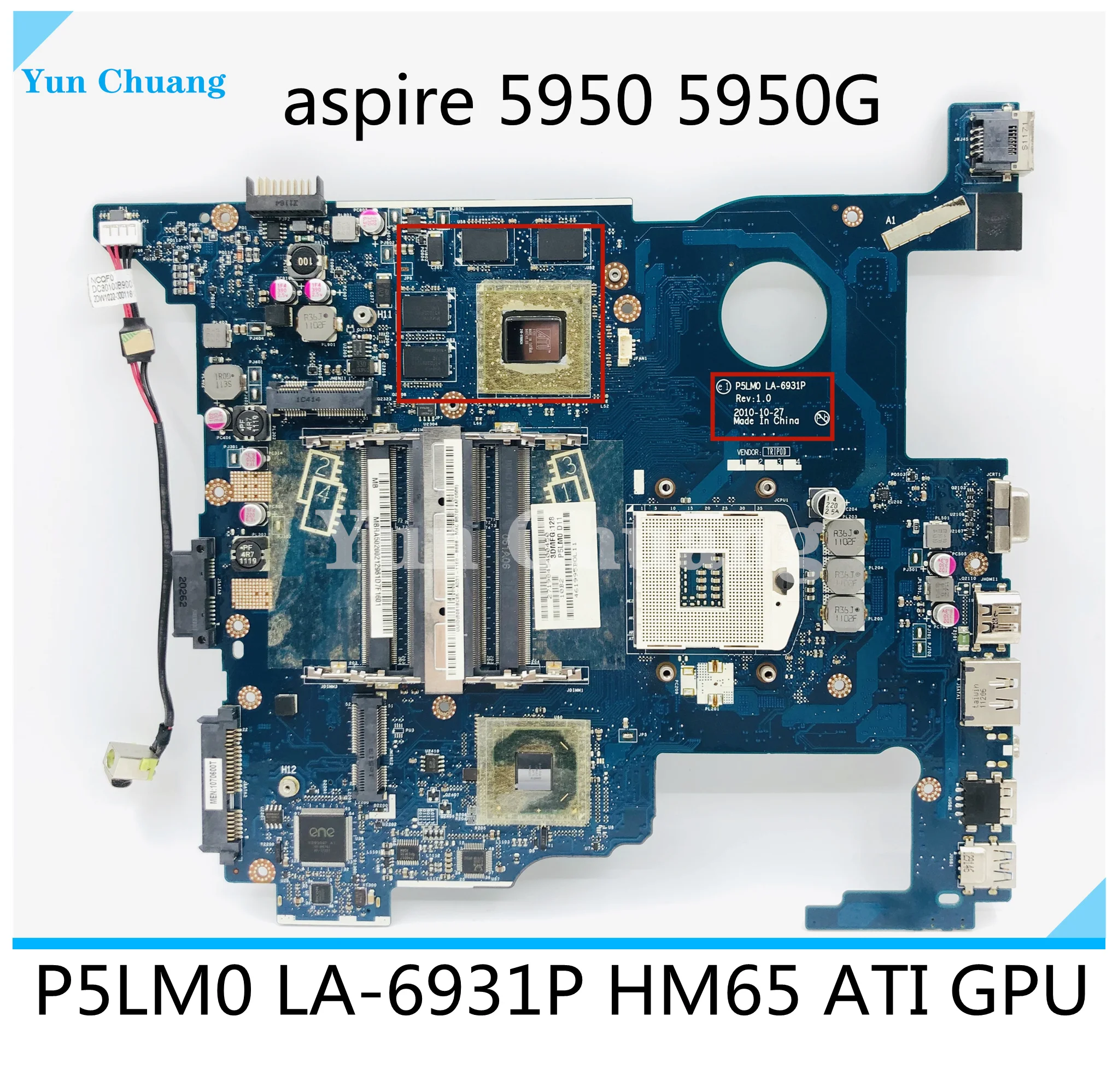 

For Acer Aspire 5950 5950G laptop motherboard P5LM0 LA-6931P MBRA502001 MB.RA502.001 HM65 DDR3 ATI GPU 100% fully tested