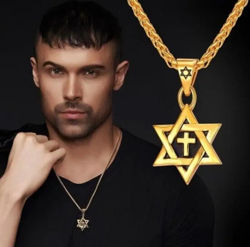 Fashion Personality Star of David Cross Megan David Pendant Necklaces for Men Trend Punk Women Jewelry