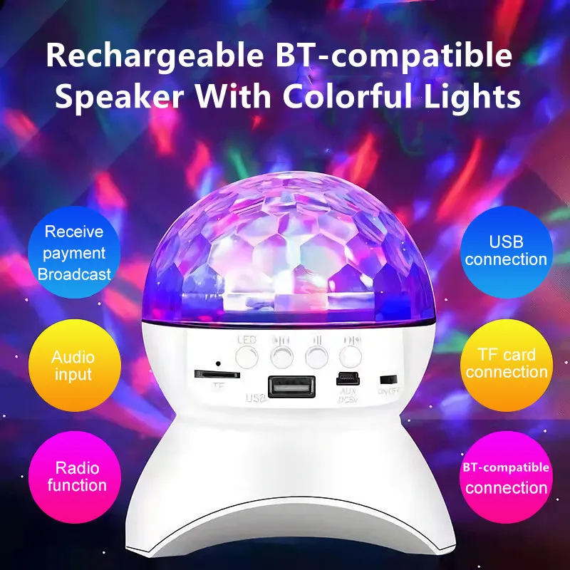 

Wireless Music Speaker Stage Light LED Disco Ball Lights USB Charge BT-compatible Projector Night Lights for KTV Party Wedding