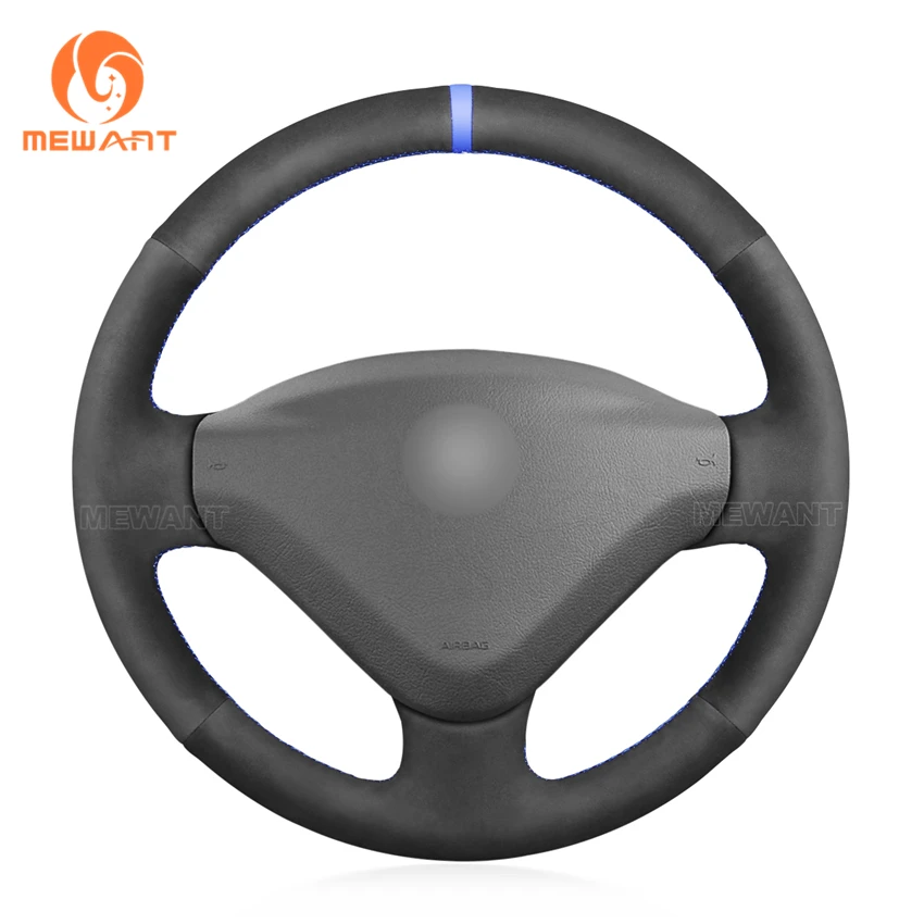 

MEWANT Black Suede Genuine Leather Car Steering Wheel Covers for Citroen Berlingo Jumpy Peugeot 207 Expert Partner Fiat Scudo