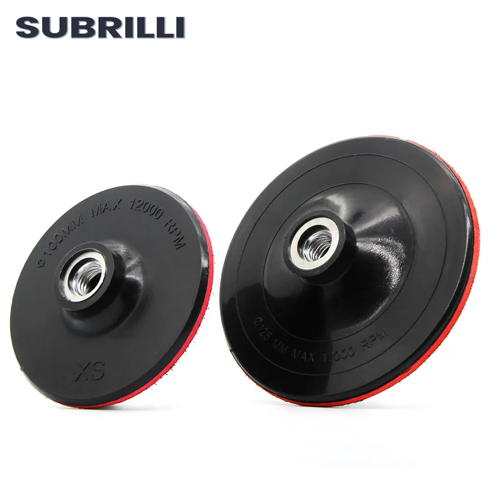2 peças de placa de suporte de polimento de diâmetro. 4-5 Polegada 100mm 125mm almofada de apoio de borracha moedor de ângulo carro polonês capô autoadesivo gancho loop