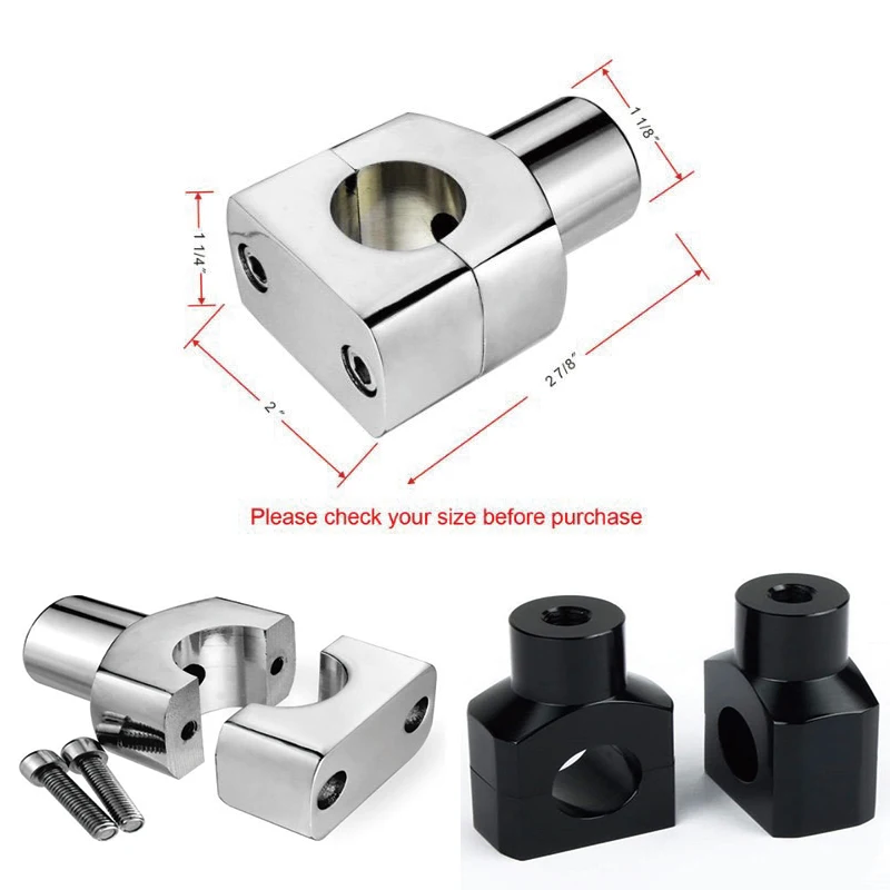 Motorcycle 22mm & 25mm Black Handlebar Risers Bars Mount Clamps For Harley Dyna Touring 883 Sportster Iron Softail Custom