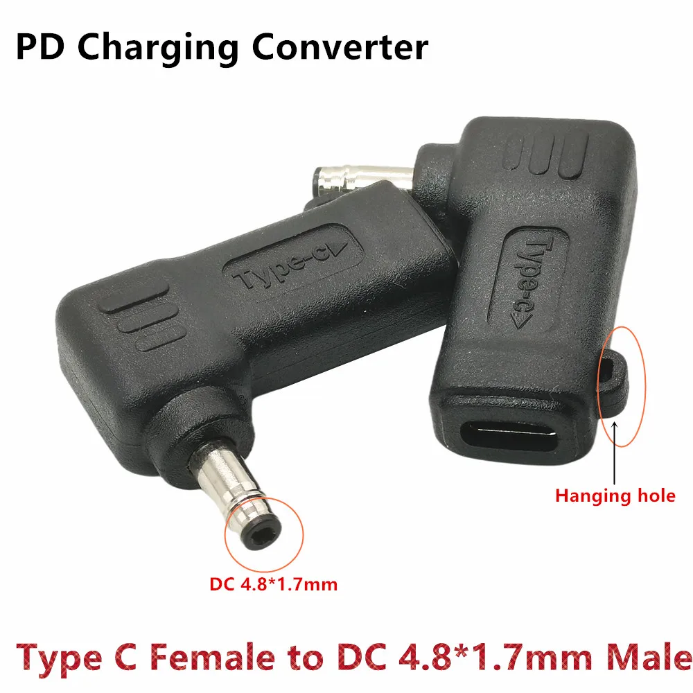 65W PD USB Type C Female Input to DC 4.8mm x 1.7mm Male Power Charging Adapter for Pavilion DV2000 DV4000 DV5000 DV6000(4817a)