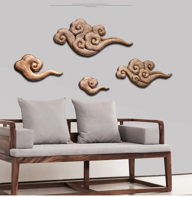 New Chinese Style Creative Resin Xiangyun Wall Hanging Crafts Home Livingroom TV Sofa Background Wall Mural Sticker Decoration