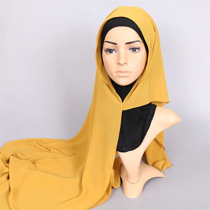 Bufanda musulmana de gasa para mujer, pañuelo para la cabeza de color sólido, pashmina, fácil de usar, tiendas hijab, novedad de 2020