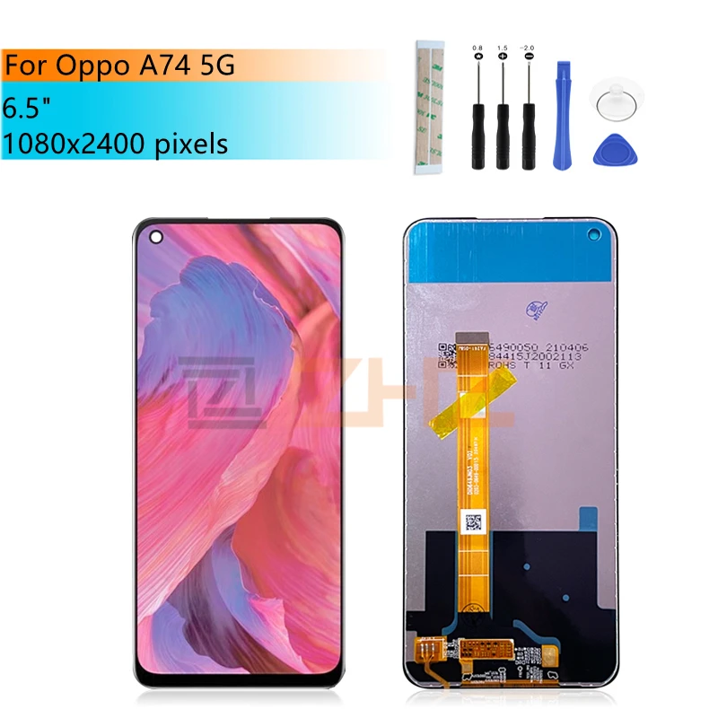 

For OPPO A74 5G lcd Display touch screen digitizer assembly +frame lcd panel CPH2197 CPH22 screen replacement repair parts 6.5"