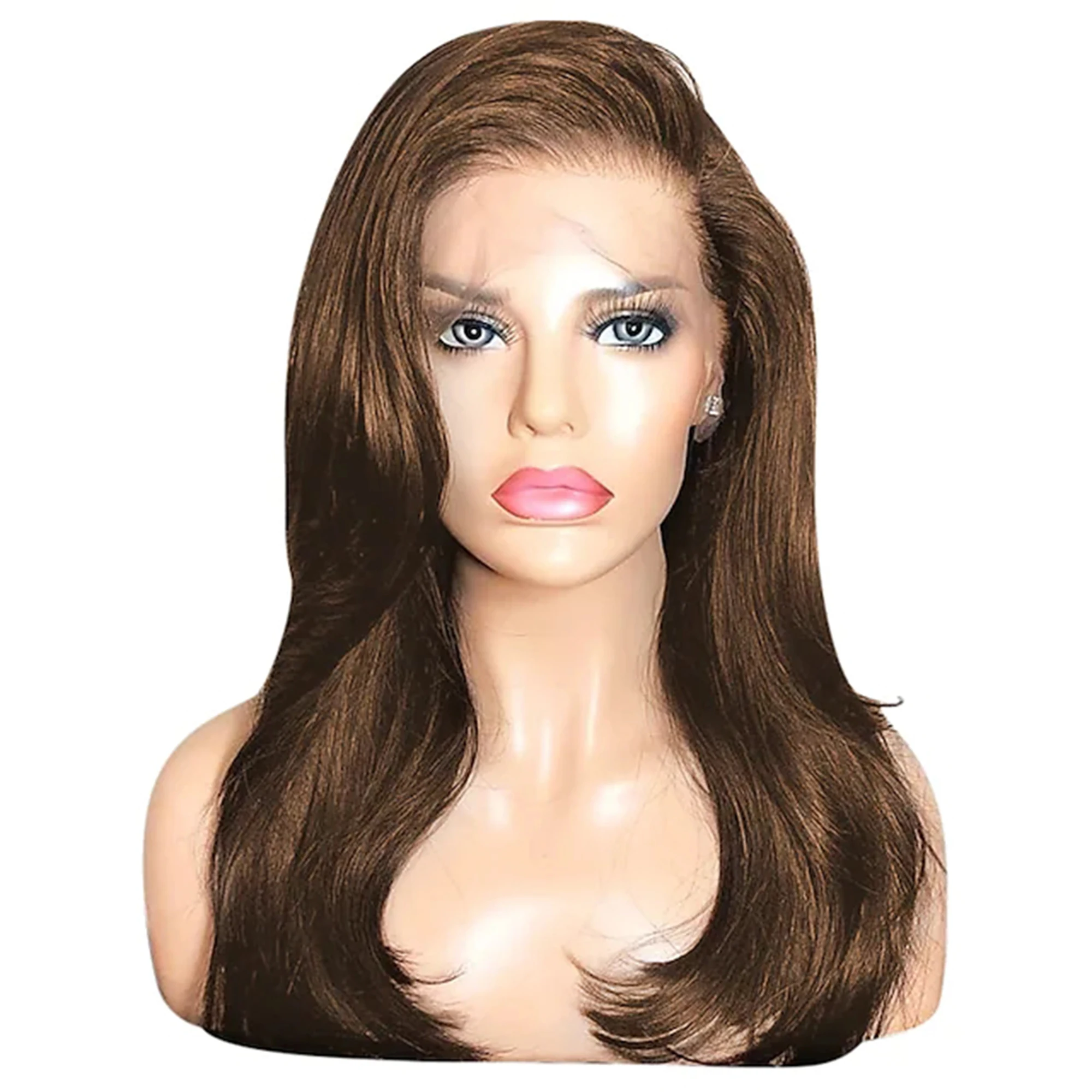 Remy Real Human Hair hd Lace Front Wig Brazilian Straight Side Part style Bangs 130% Density with Baby Hair Natural Hairline