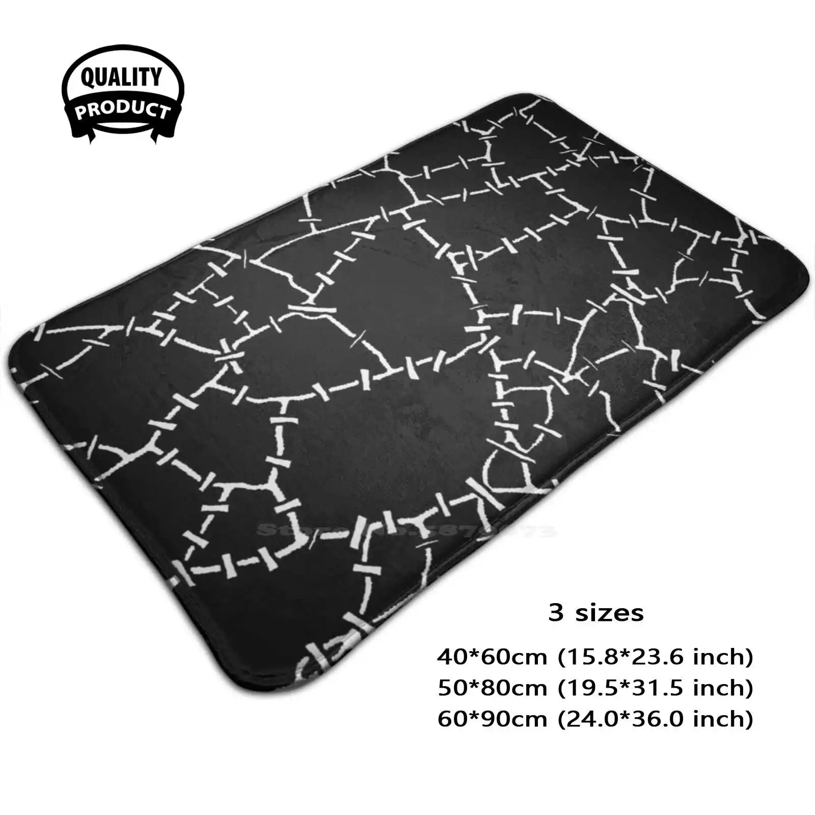 Undead Zombie Voodoo Halloween Pattern Soft Cushion Home Carpet Door Mat Car Rug Halloween Pattern Undead Horror Gothic Black