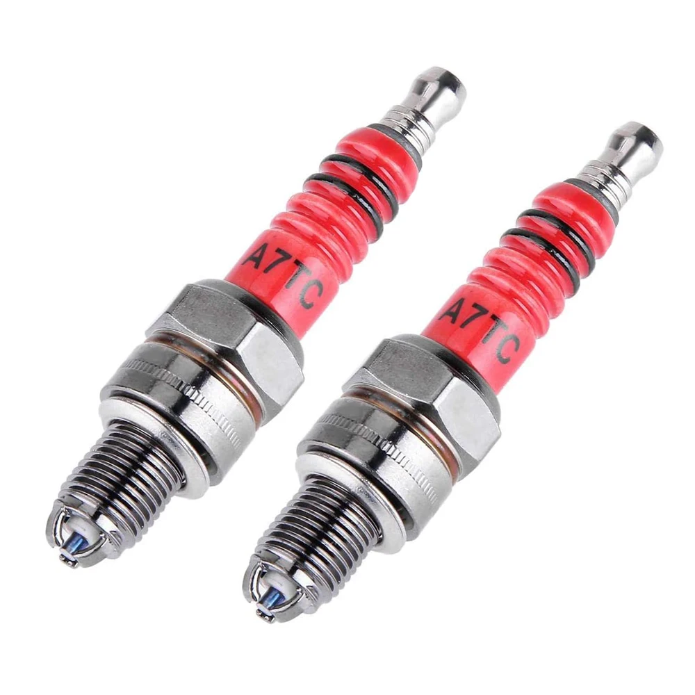 2pcs Racing Spark Plug 3 Electrode A7TC for 50cc 70cc 110cc 125cc 150cc Atv Scooter Dirt Bike Go Kart Triple Electrode