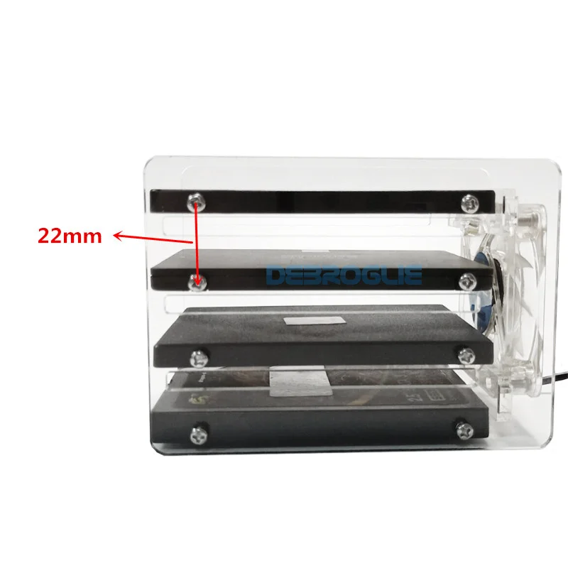2.5inch hard drive cooling bracket transparent multi-disc stacking mobile hard disk external DIY15mm thick SSD HDD