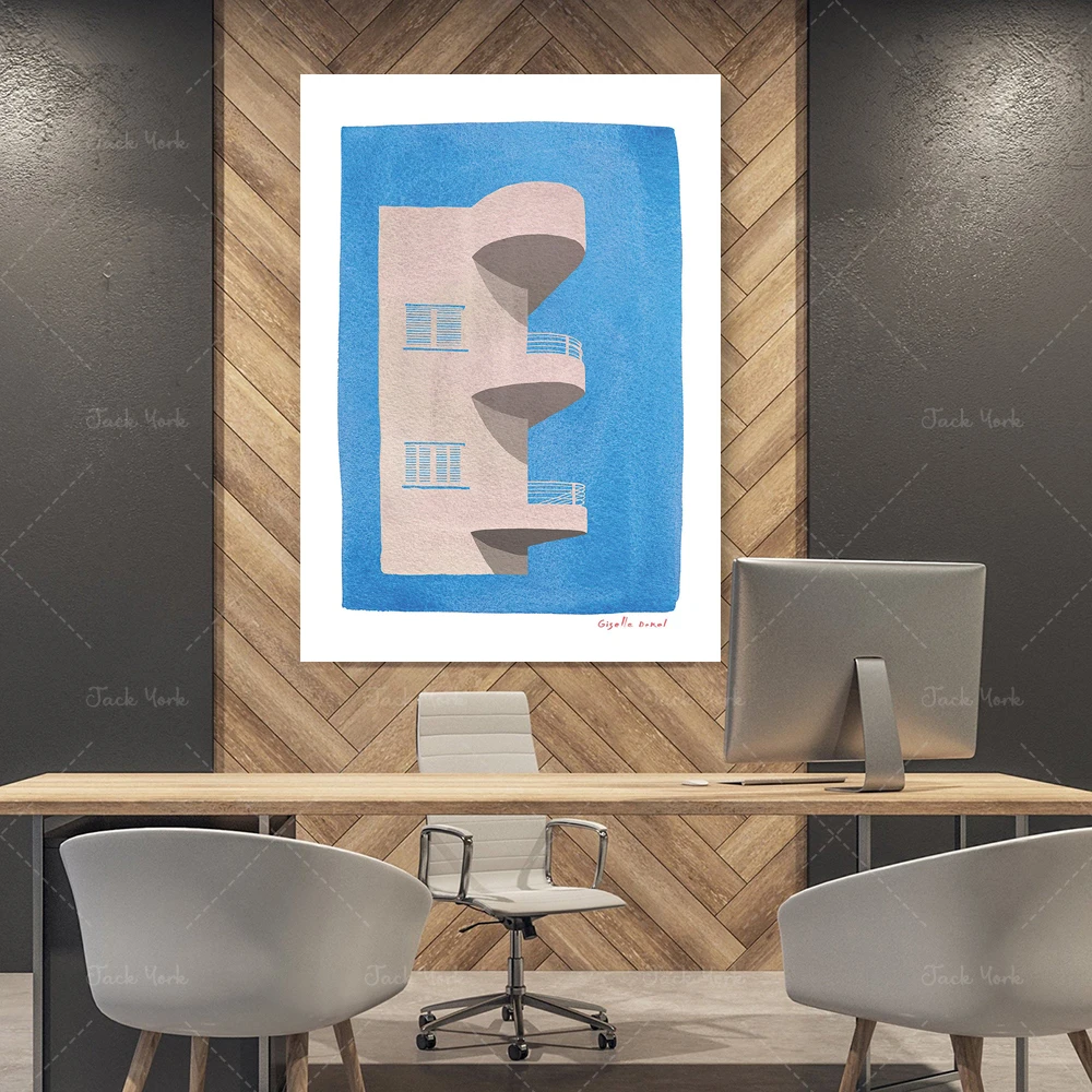 Architecture Print, Illustrated Poster Art Print, Architecture Art, Travel Poster, Tel Aviv Bauhaus, Bauhaus Poster, Illustrati