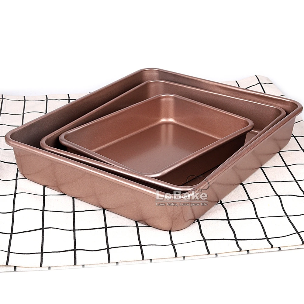 

8 10.5 12 inches Deep 4cm Height Rectangle Heavy Thick Golden Nonstick Steel Baking Pan Cookie Biscuit Holder Oven Tray Tools