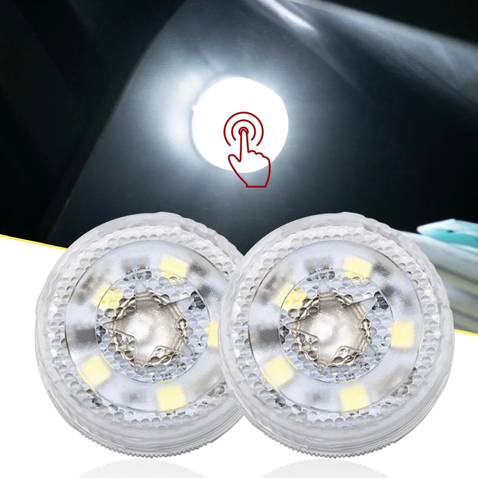 Pair Led Touch Light Portable Night Reading Ceiling Lights Glove Box Lamp Footwell Trunk Bulbs Car Interior Light Closet Kitchen