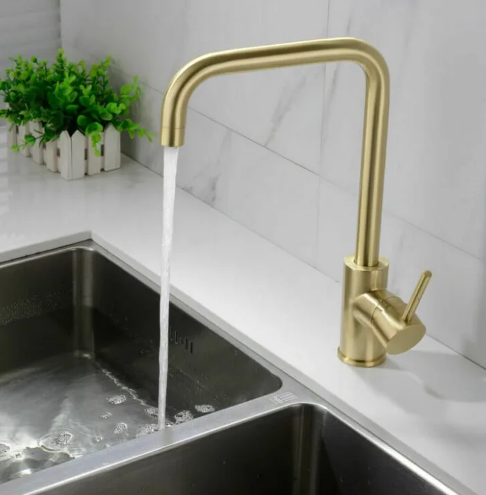 Rose Gold Kitchen Sink Faucets Marrent 304 Stainless Steel Kitchen Faucet Hot Cold Kitchen Mixer Tap Brushed Gold Kitchen Faucet