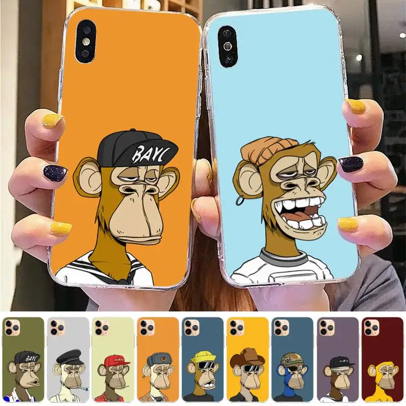 FHNBLJ Bored Ape Yacht Club Phone Case for iPhone 11 12 13 mini pro XS MAX 8 7 6 6S Plus X 5S SE 2020 XR case