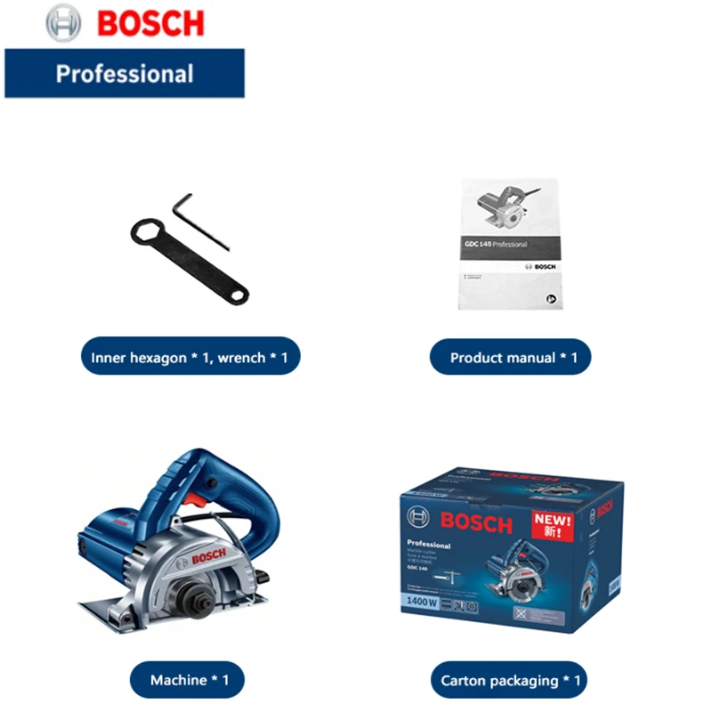 Bosch GDC140 Grinder Stone Cutting Machine Electric Power Tools Tile Wood Marble Slotting Hydroelectric Marble Machine 1400W