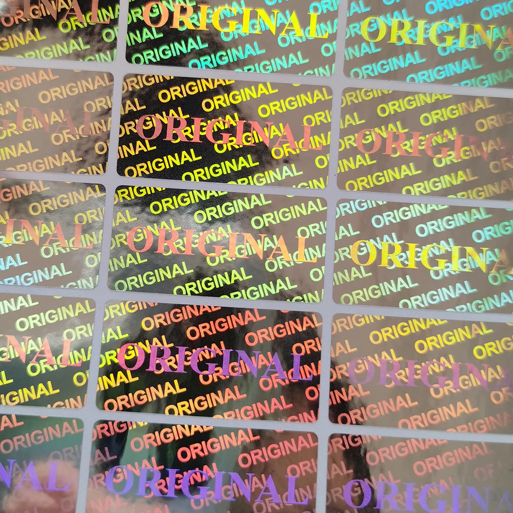 1000pcs 30x15mm Holographic Sticker Original Tamper-Proof Security Seal Warranty Once Laser Sealing Label Custom LOGO