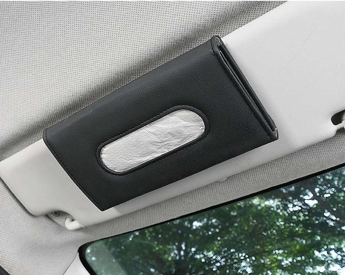 Car Sun Visor Leather Paper Towel New Creative Sunroof Hanging Seat Car Drawer For Car Tissue Bag Car Accessories