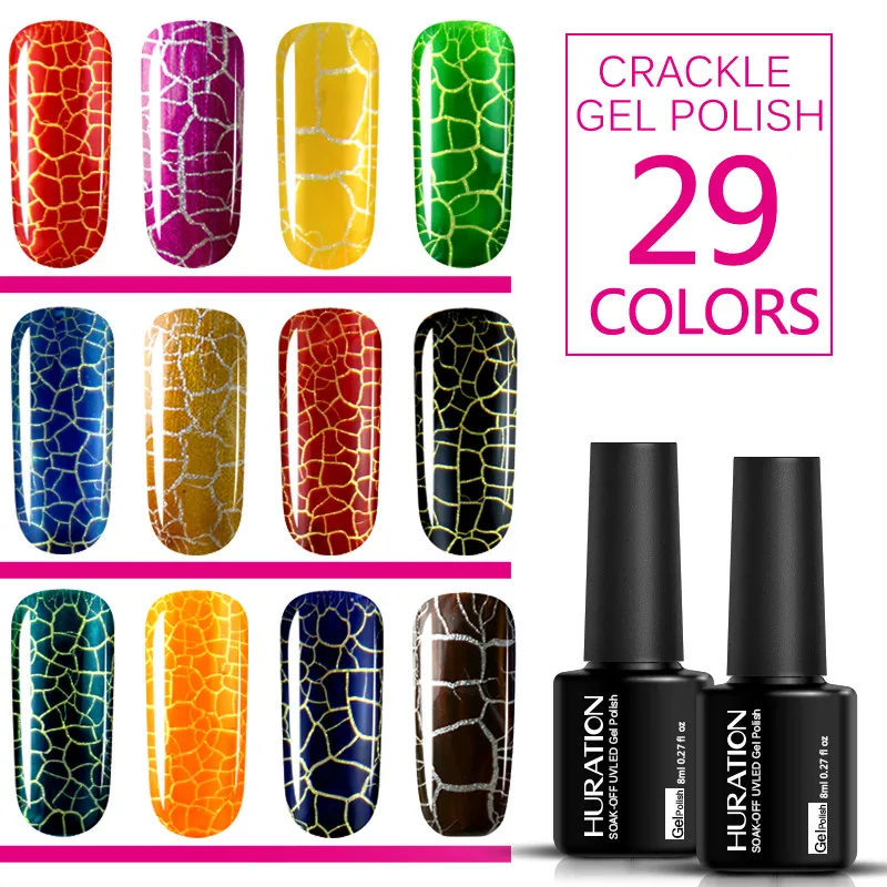 Professional Crack Nail 8ML Nail Varnish 12 Colorful Crackle Nail Varnish Semi Permanent Cracking UV Gel Polish Vernis nail art