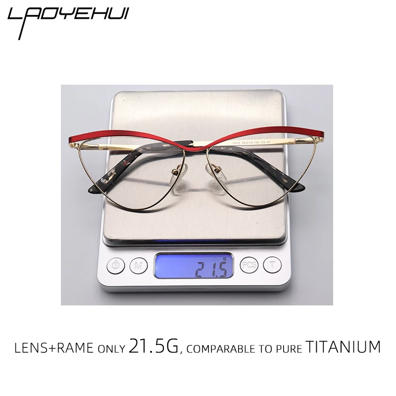 Anti Blue Light Glasses Frame Women Prescription Optical Metal Eyewear Eyeglasses Frames Fashion Cat Eye Glasses Women\'s 2022
