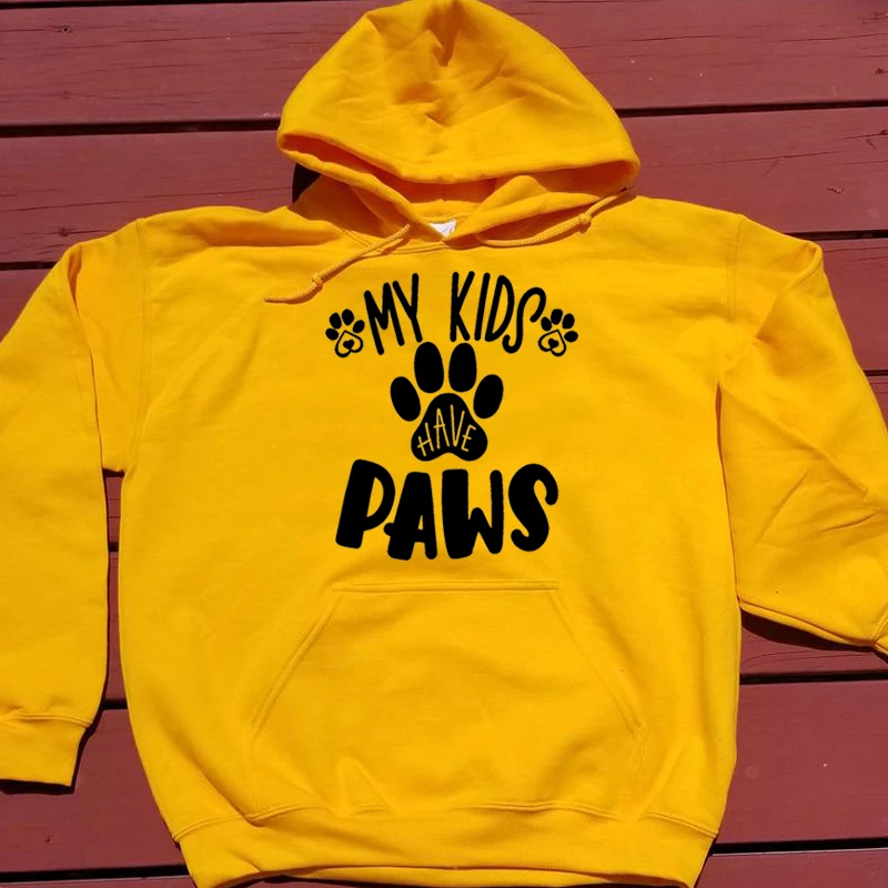 

ZBBRDD My Kids Have Paws Hoodies Dog Mom Clothing Cotton Mother sweatshirt Fashion Pullover Full Sleeve Mama shirt Drop Shipping