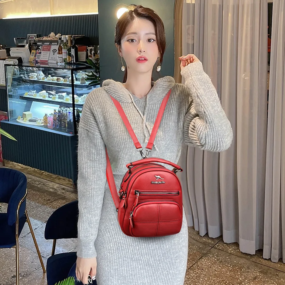 Multifunction Women Backpack Famous Brand Mini Bookbag Luxury School Bags for Girls High Quality Leather Crossbody Shoulder Bag