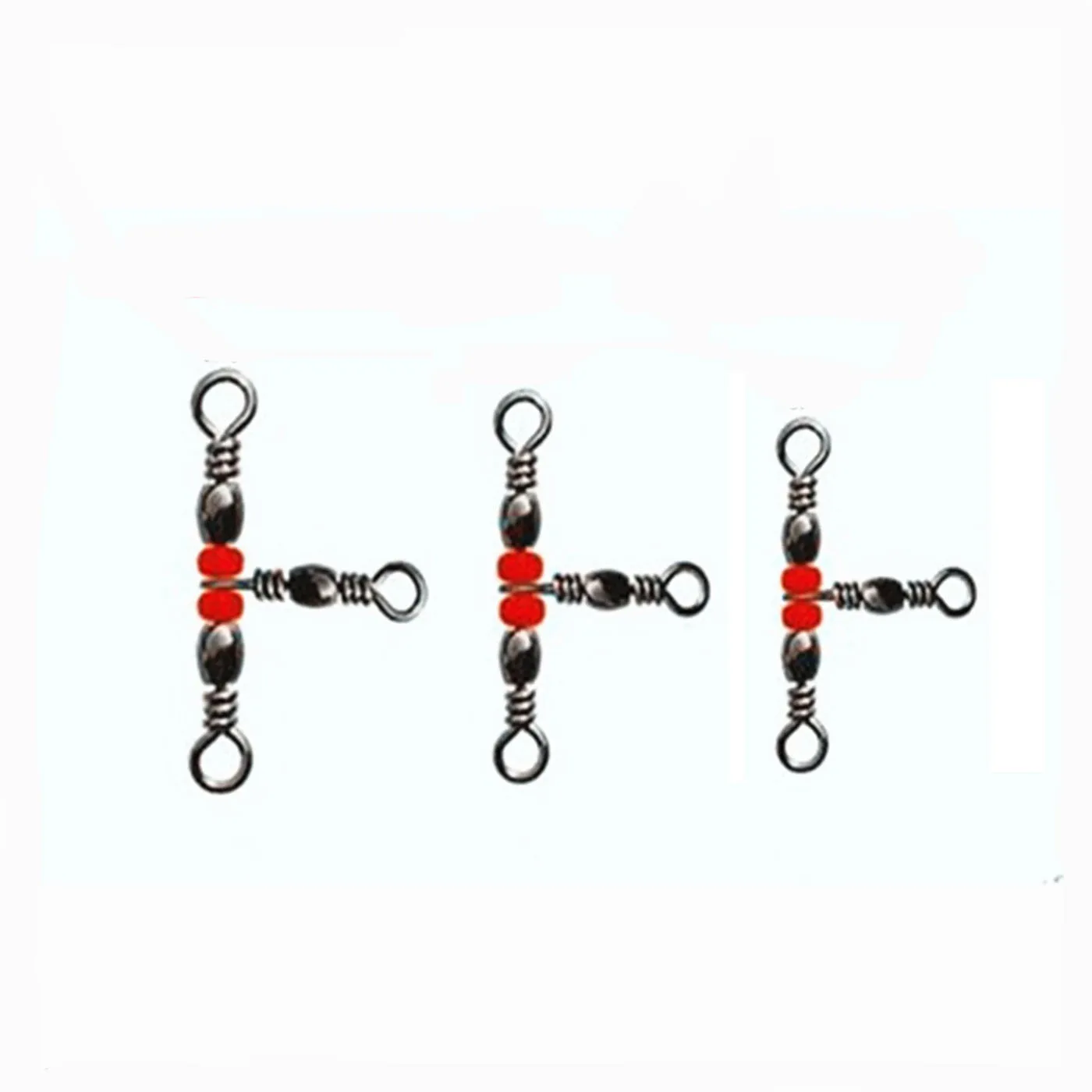 5pcs/lot 3 Way Fishing Snap Swivel Rolling Triangle Joint Rolling Barrel Ring Fishhook Lure Line Connector Pesca With Beads