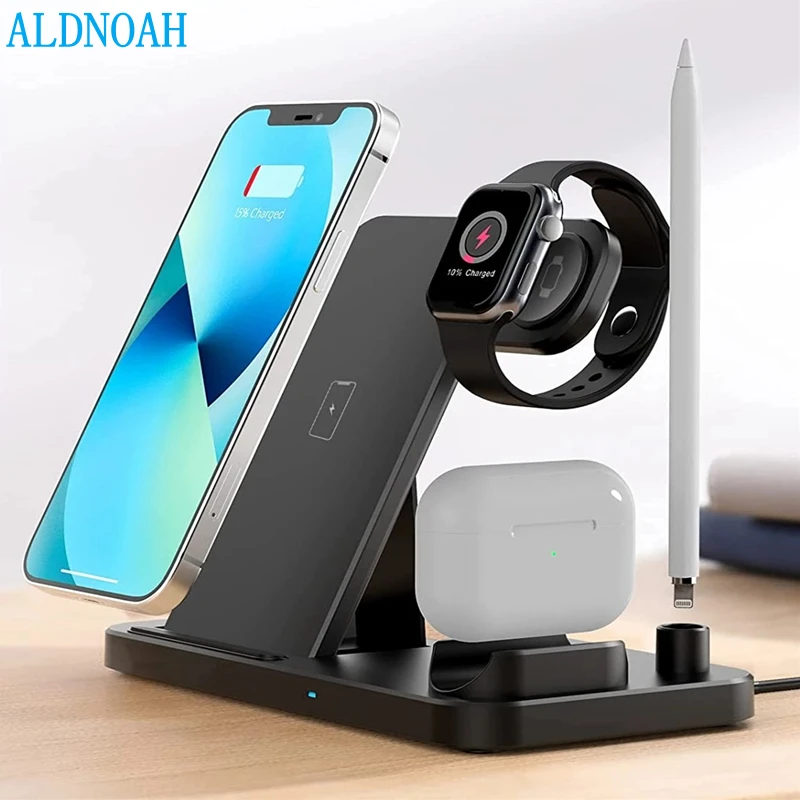 

4 in 1 Wireless Chargers Stand For iPhone 13 12 11 XS XR X 8 Fast Charging Dock Station for Airpods Pro Apple Watch 6 SE Charger