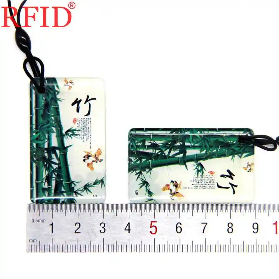 UID S50 1K 13.56Mhz Bamboo Pattern Keyfob Key Fobs Changeable Rewritable Block 0 Card RFID NFC Badge Keychain Token Tag 1pcs