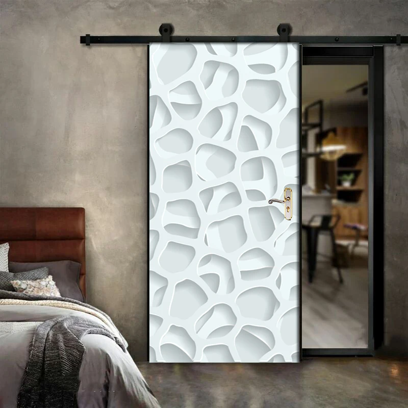 

3D Geometric Figure Door Sticker Wallpaper Living Room Bedroom PVC Waterproof Door Wall Sticker 3D Mural Decals For Home Decor