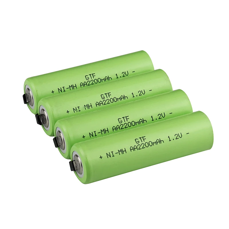 GTF 1.2V akumulator AA 2200mah nimh komórka zielona powłoka z zakładkami spawalniczymi do golarki elektrycznej Philips