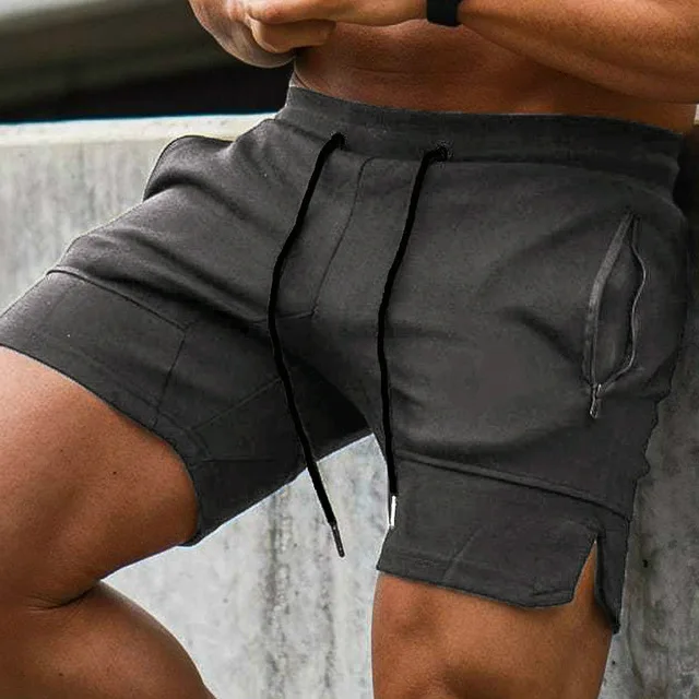 Men Casual Shorts Solid Color Straight Shorts Male Fitness Fashion Bodybuilding Shorts Brand Trend Menswear