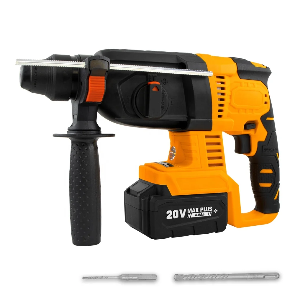 WORKSITE SDS Plus Brushless Rotary Hammer Machine Professional Rotary Hammer Drill Tool 4.0Ah Battery 20V Cordless Rotary Hammer