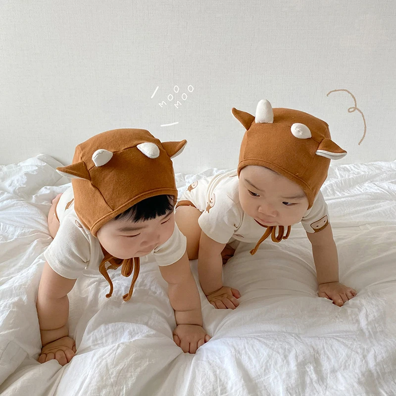 MILANCEL Summer New Baby Bodysuit Cotton Toddler Outfits Short Sleeve Infant Clothes with Hat