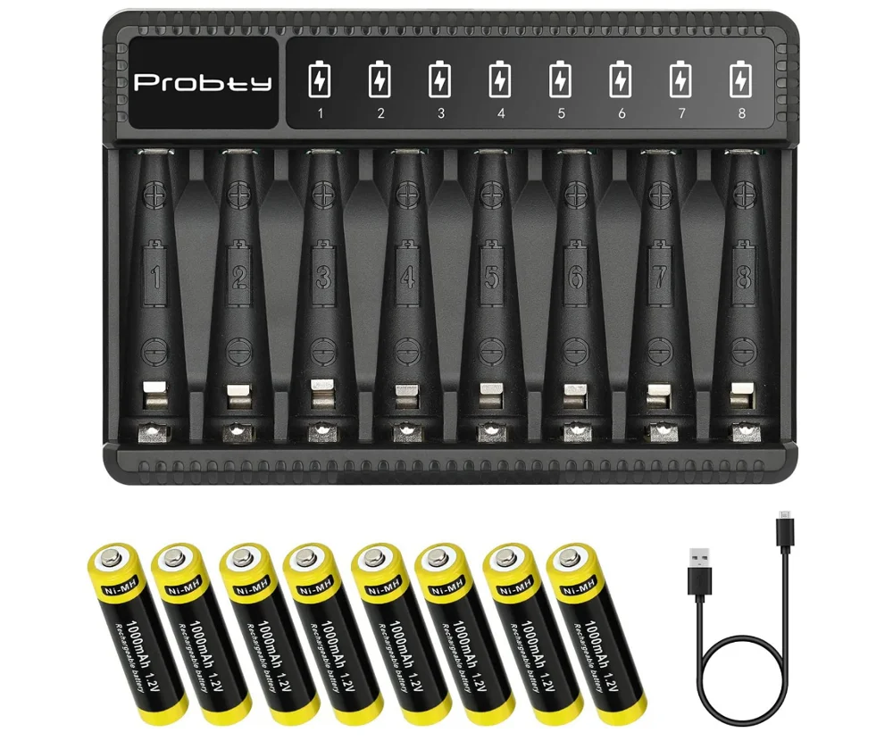 

AA 2800mAh Rechargeable Batteries or AAA 1000mAh Rechargeable Battery with 8Slots Charger for AA AAA NiMH electric toys