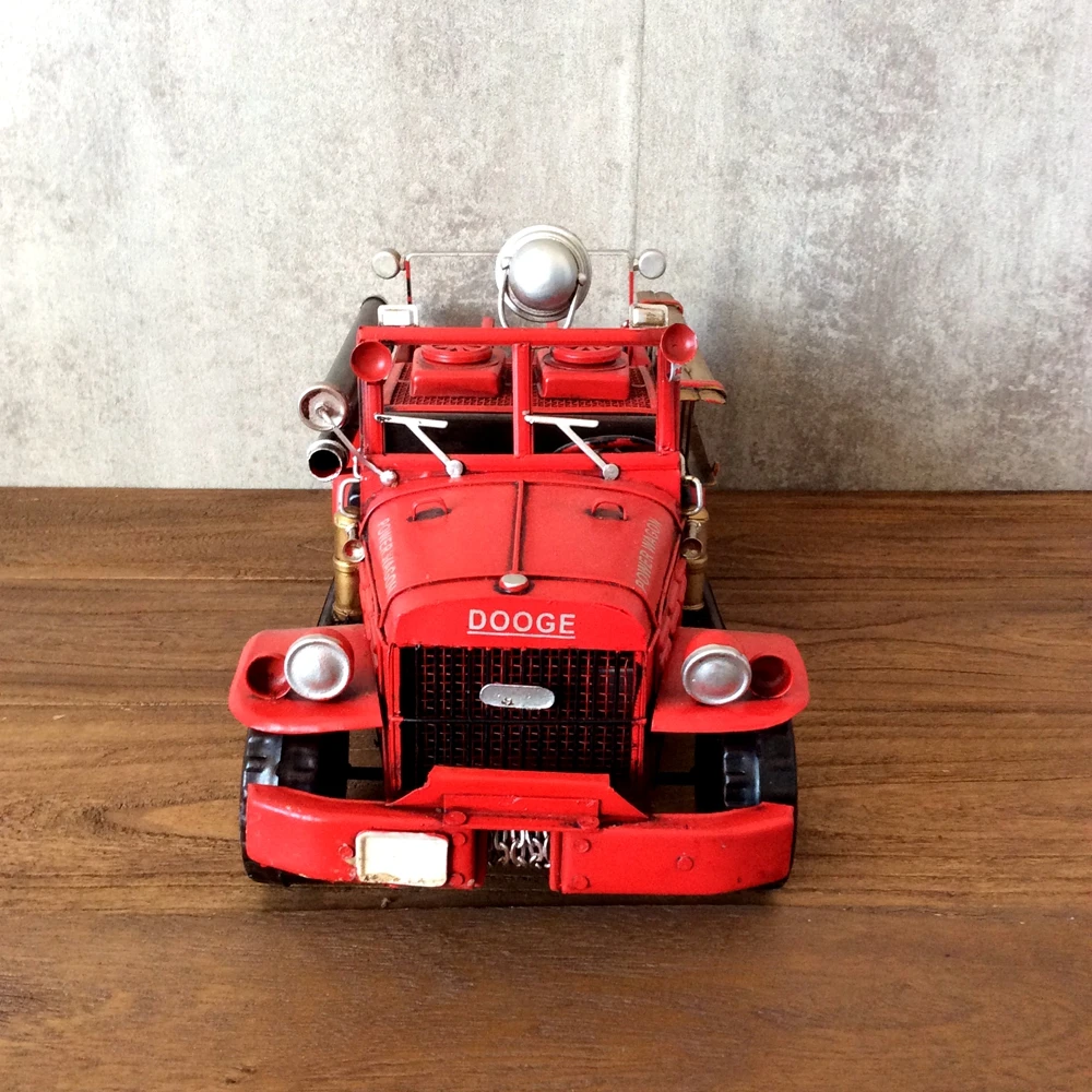 Model-Car-Fire Engine Vintage Ironwork Tin Retrocar Crafts Handmade Collection Handicraft Decor Modelcar Kids Gifts