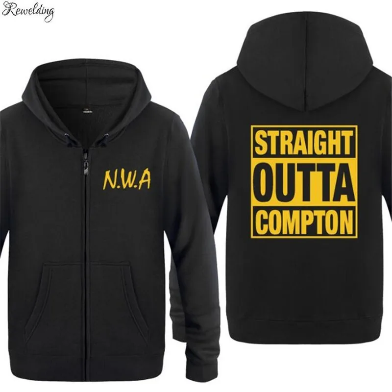 Mens Hoodie Rock NWA Straight Outta Compton Hoodies Men Hip Hop Fleece Long Sleeve Zipper Jacket Coat Sweatshirt Skate Tracksuit