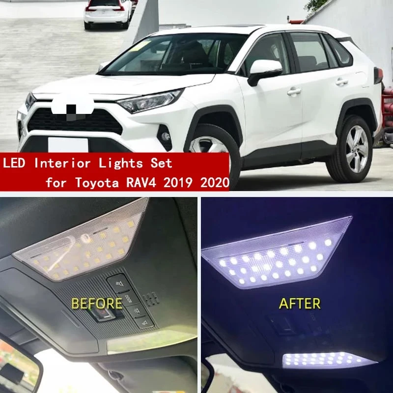 for Toyota RAV4 XA50 2019 2020 2021 RAV 4 MK5 Car Night Interior Dome Roof lights LED 4x4 Trunk Reading Lamp White Canbus Bulbs