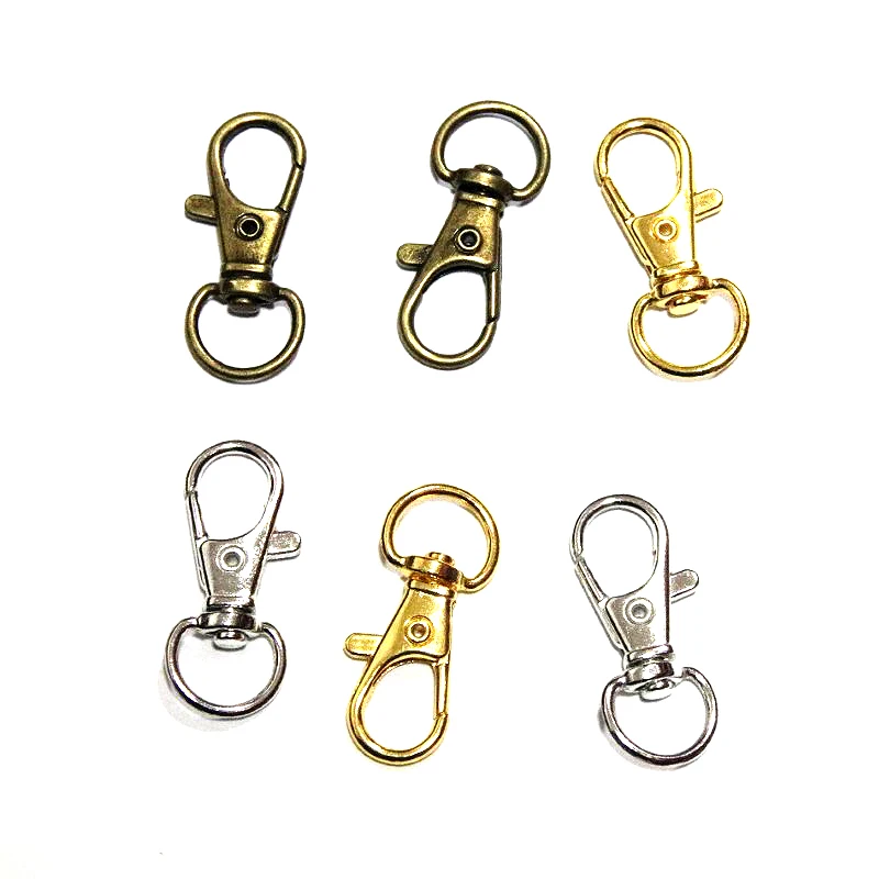 50Pcs  Antique Bronze Color Swivel Lobster Clasp Clips Key Hook Keychain Split Key Ring Findings Clasps For Keychains Making