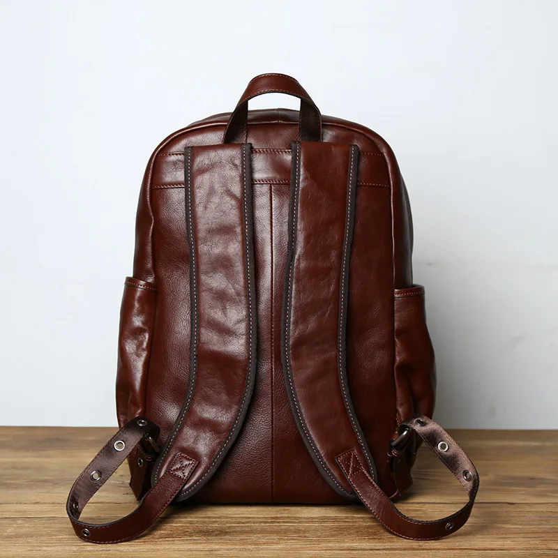 NZPJ Leder herren Rucksack Europäischen und Amerikanischen Mode Reisetasche Vintage Kopf Erste Schicht Rindsleder Freizeit Rucksack – Detail 6