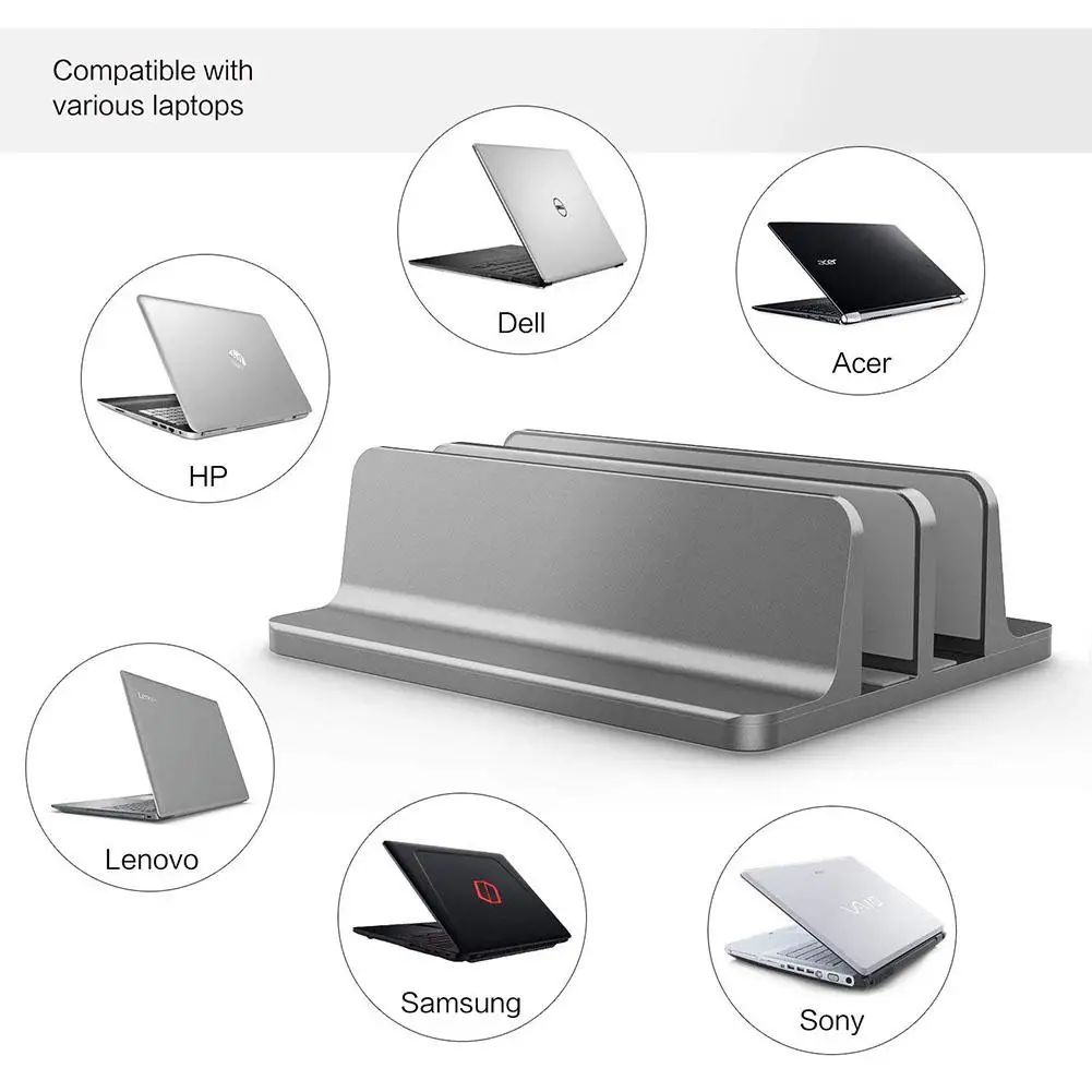 Vertical Adjustable Aluminium Laptop Stand For MacBook Pro Air Notebook Tablet Mount Storage Support Base Book Holder