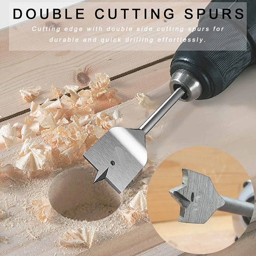 6Pcs ไทเทเนียม Hex Shank Drill Bit แบนเจาะชุด Bit 3-Point Woodworking Hole เปิดรู10/12/16/18/20/25มม.