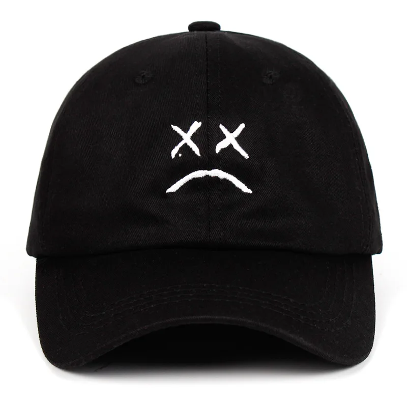 Fashion Lil Peep Baseball Caps Sad Face Pattern Dad Hat Hip Hop Cap Golf Women Men Embroidery Cotton Snapback Cap Sun Protection