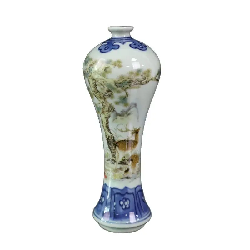 China Old Porcelain Plum Vase With Blue And White Color And Longevity Pattern