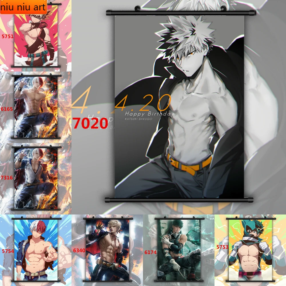 Boku no Hero Academia Yaoi Bakugou Katsuki Todoroki Shoto Anime Manga Canvas Painting Wall Art Deco