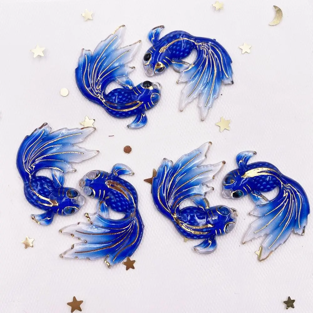 8PCS Resin Bling Colorful Goldfish Gems Flatback Rhinestone Scrapbook Wedding 1 Hole Applique DIY Accessories Figurines Decor