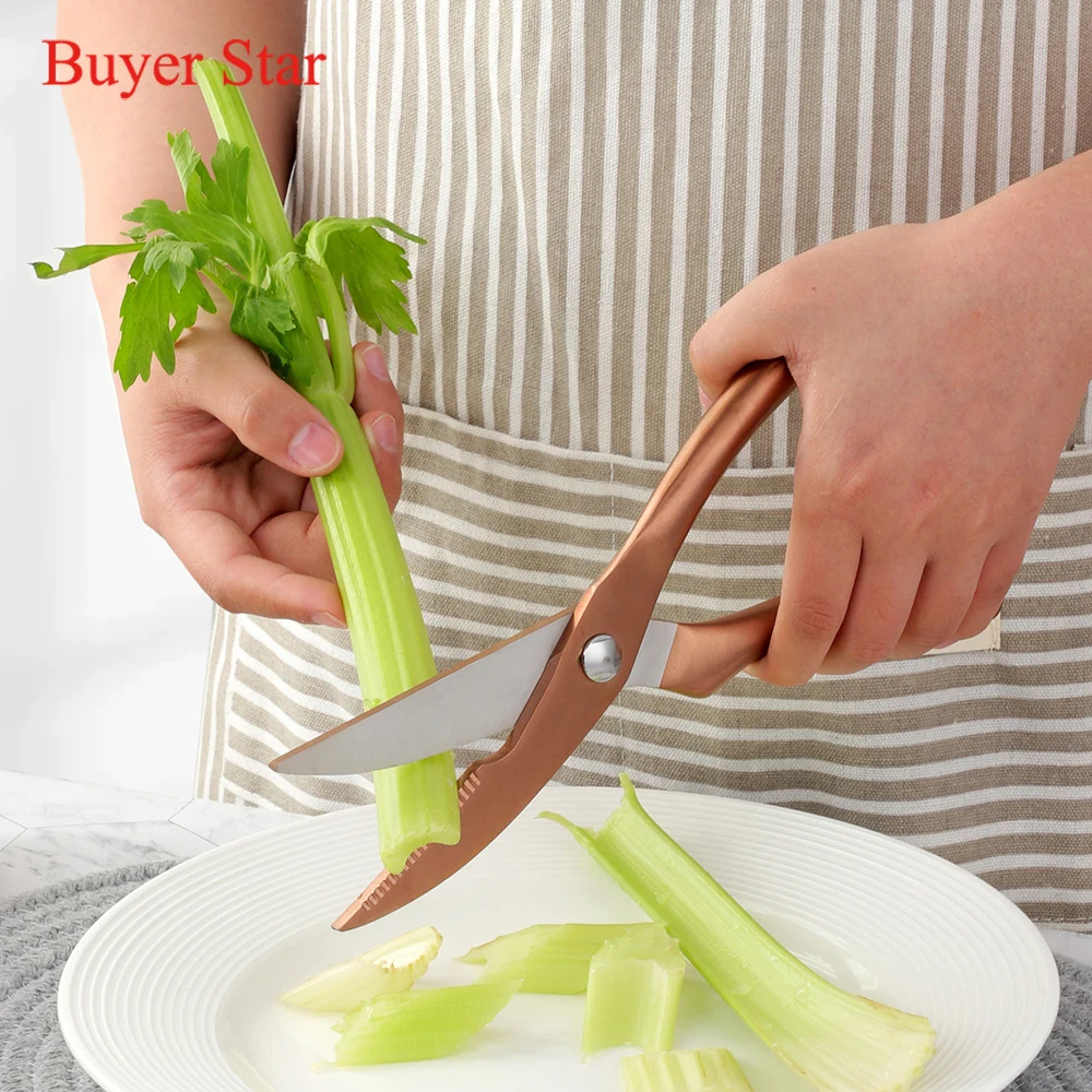 9.8\'\' Stainless Steel Kitchen Scissors Powerful Chicken Bone Scissors Cutter Cook Shears Fish Duck Cut Chef Scissors Knife Tool