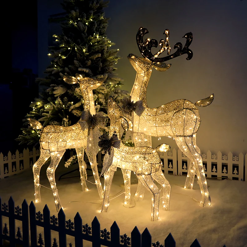 

1.25m Removable Christmas Light Iron Deer Craft Elk Reindeer Decoration Ornaments Navidad Scene Props Shopping Mall Window Decor